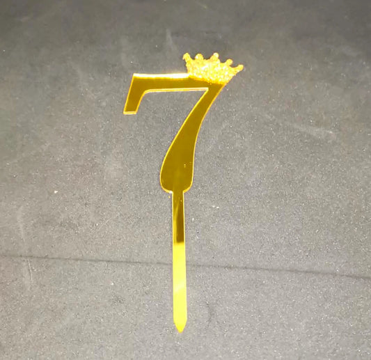 Topper gateaux avec chiffres de couronne à paillettes en acrylique