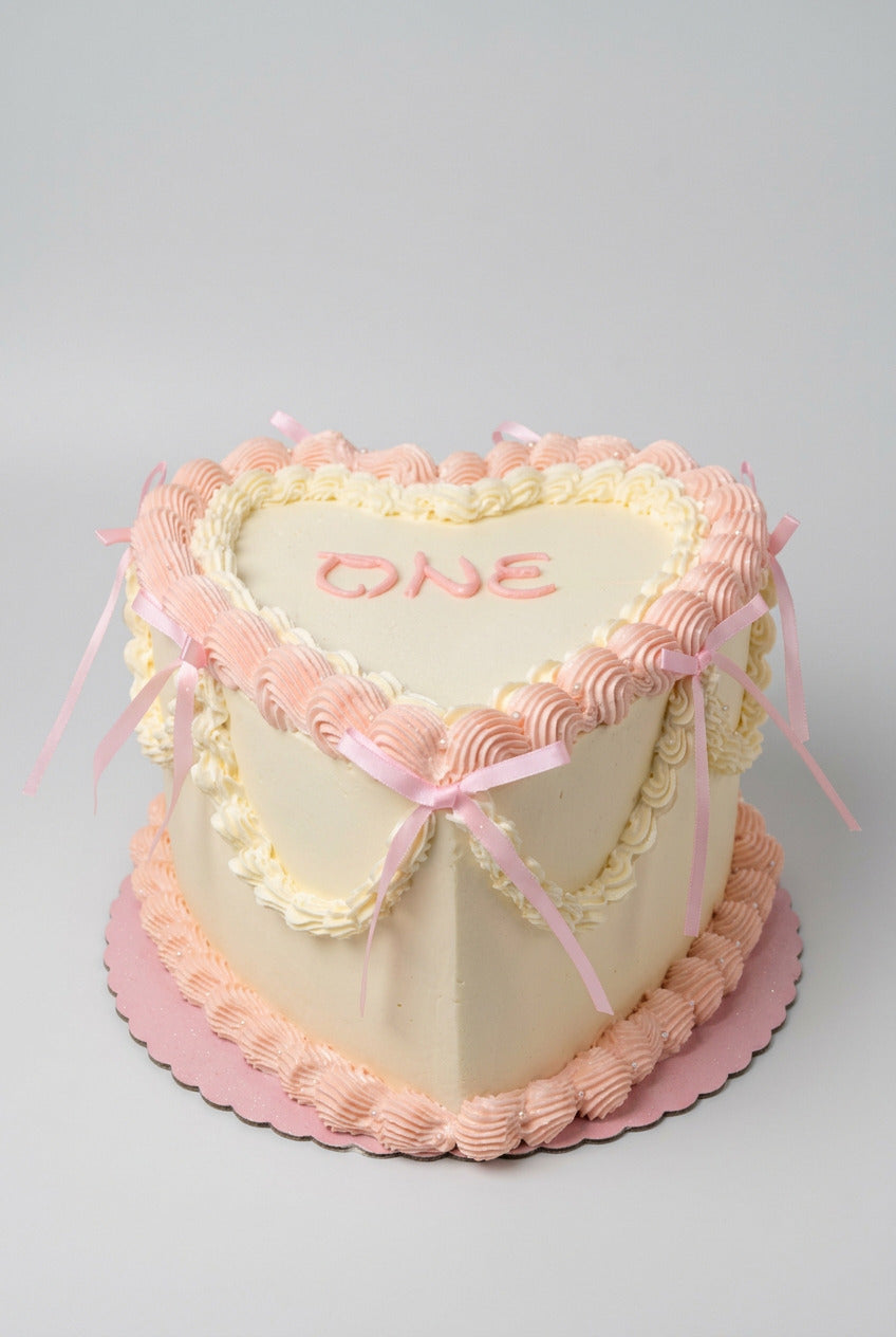 coeur rose avec noeud 