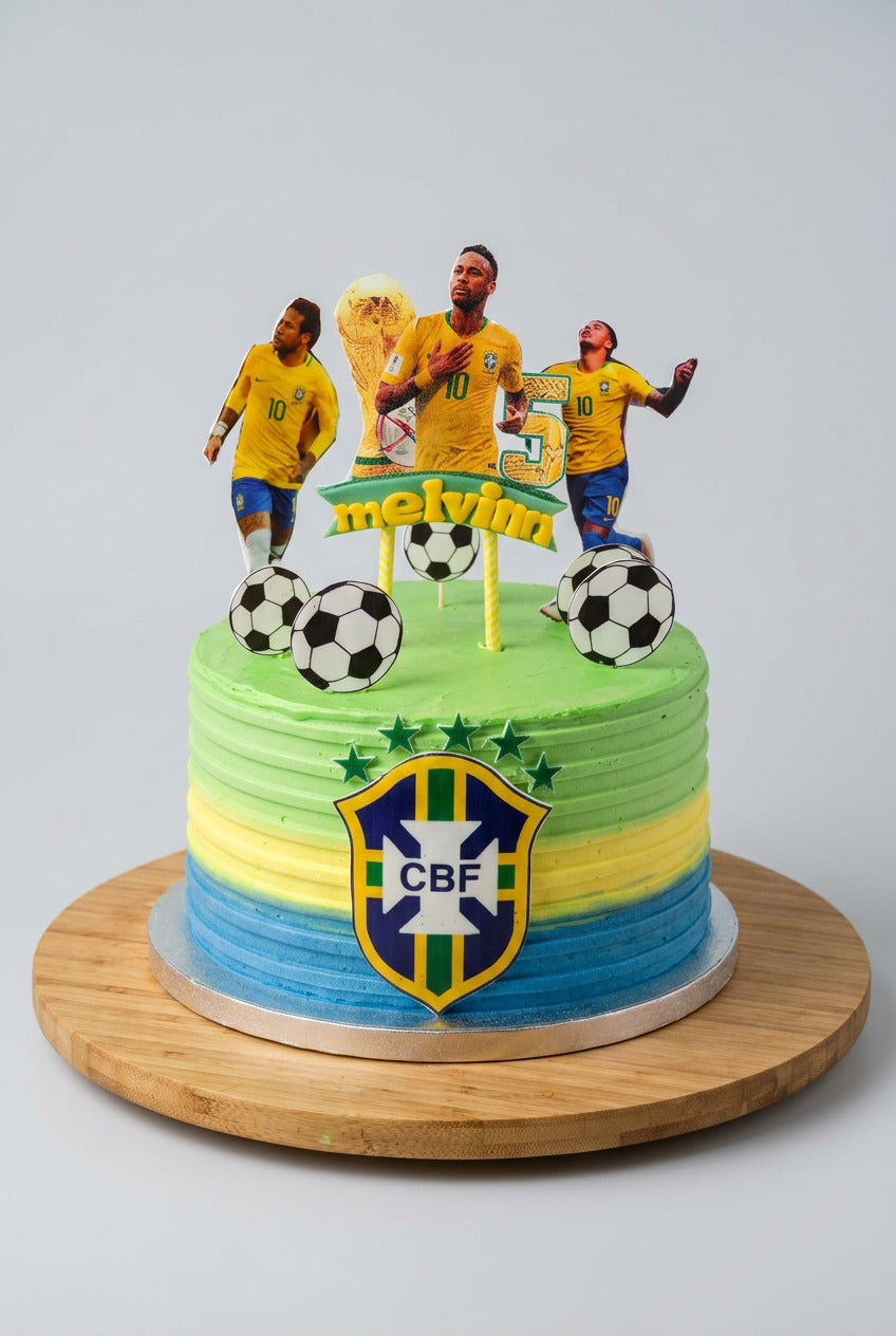 gâteau selecao équipe du bresil  au couleur du drapeau brésilien 