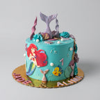 gâteau la petite sirène, avec poisson, algues, queue de sirène. 