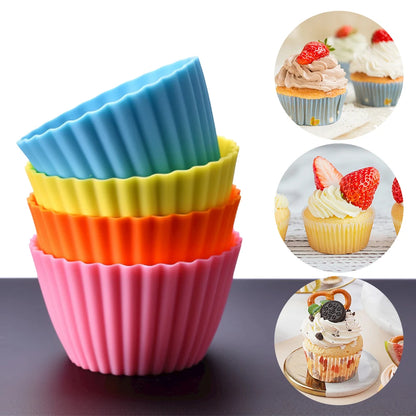 12 pièces de moules à muffins en silicone réutilisables, pour pâtisserie, desserts, pudding, ramequins