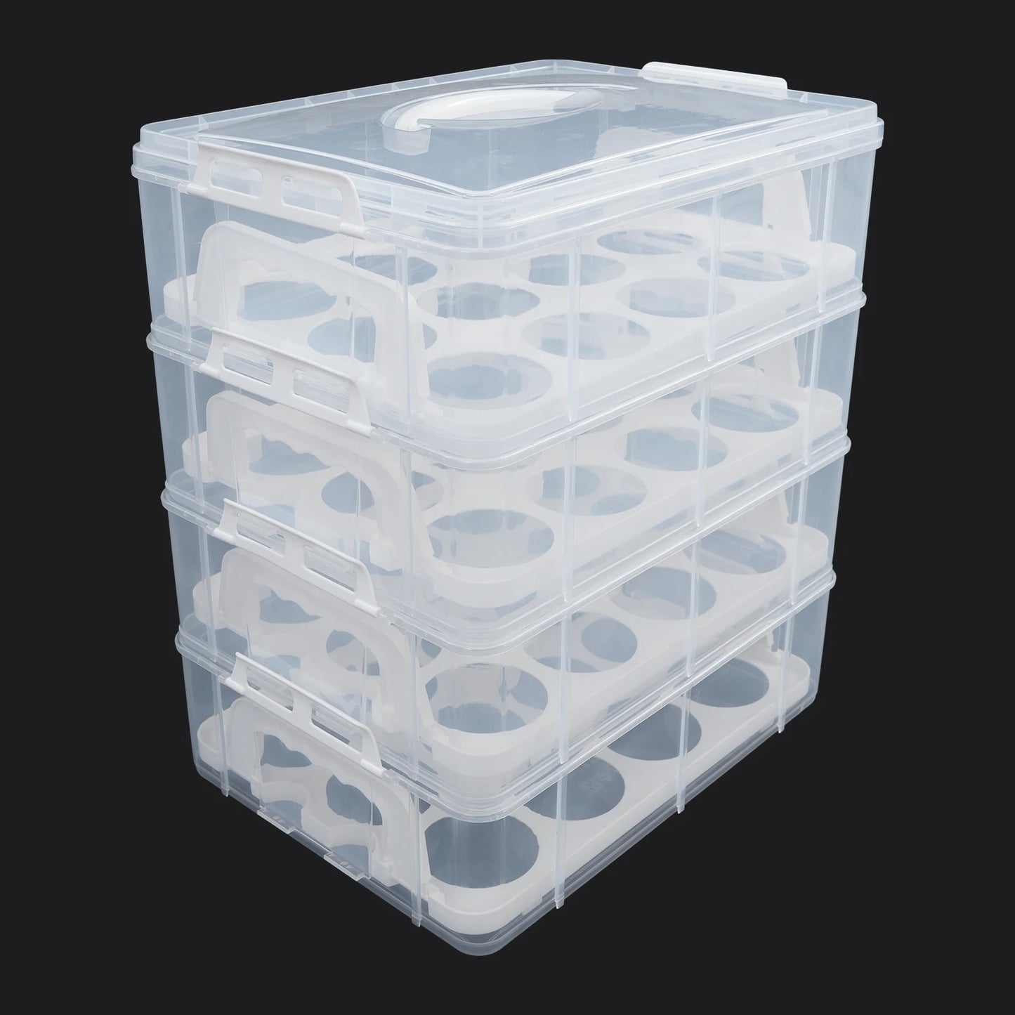 Porte-cupcakes à 4 niveaux, 48 grilles, boîte de rangement transparente pour cupcakes avec poignée, boîte de transport Mobile pour desserts Portable