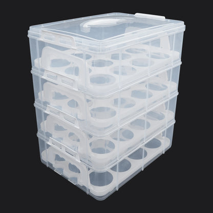 Porte-cupcakes à 4 niveaux, 48 grilles, boîte de rangement transparente pour cupcakes avec poignée, boîte de transport Mobile pour desserts Portable