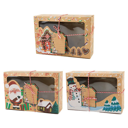 Boîtes de Noël en Papier Kraft – 3/6/9/12 PCS