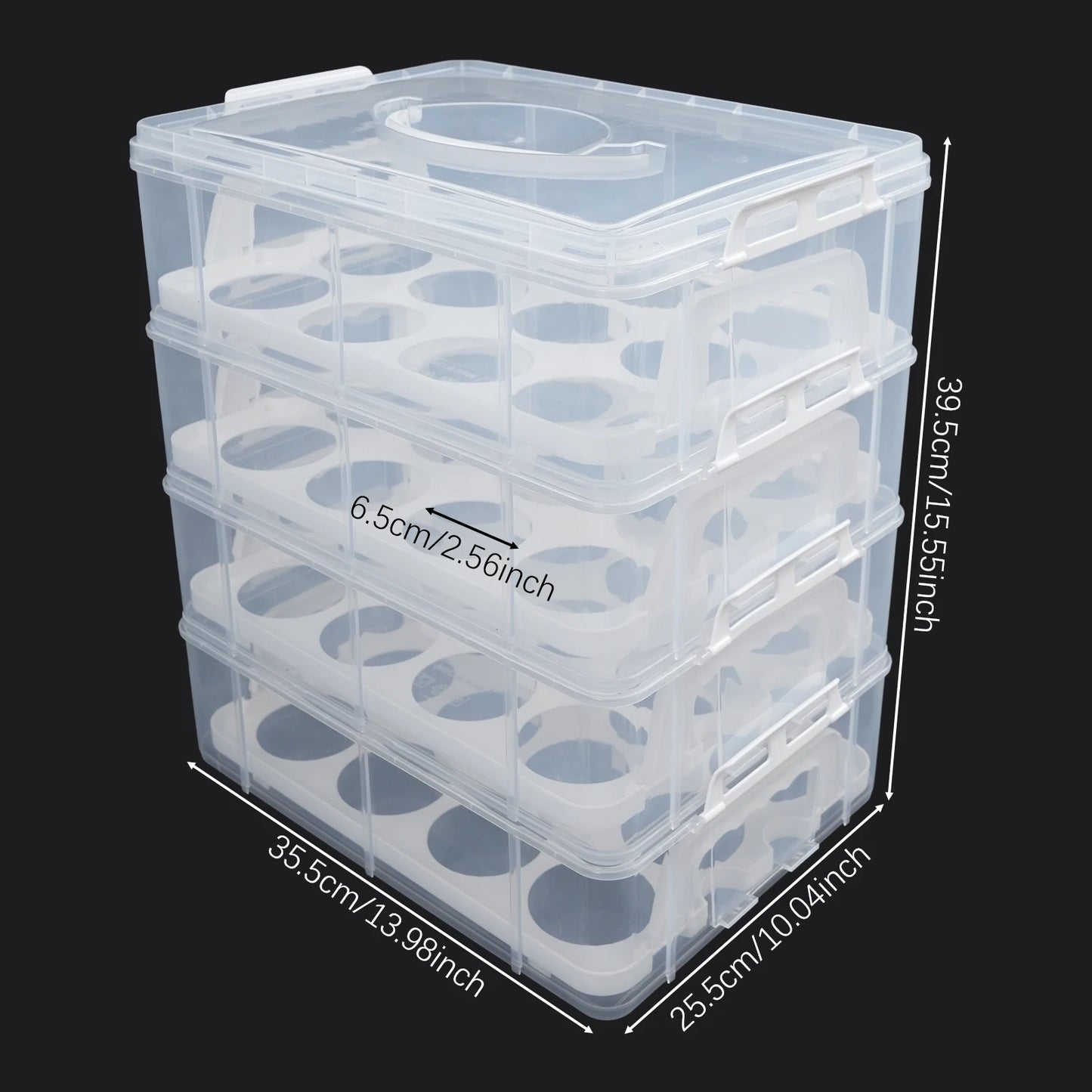 Porte-cupcakes à 4 niveaux, 48 grilles, boîte de rangement transparente pour cupcakes avec poignée, boîte de transport Mobile pour desserts Portable