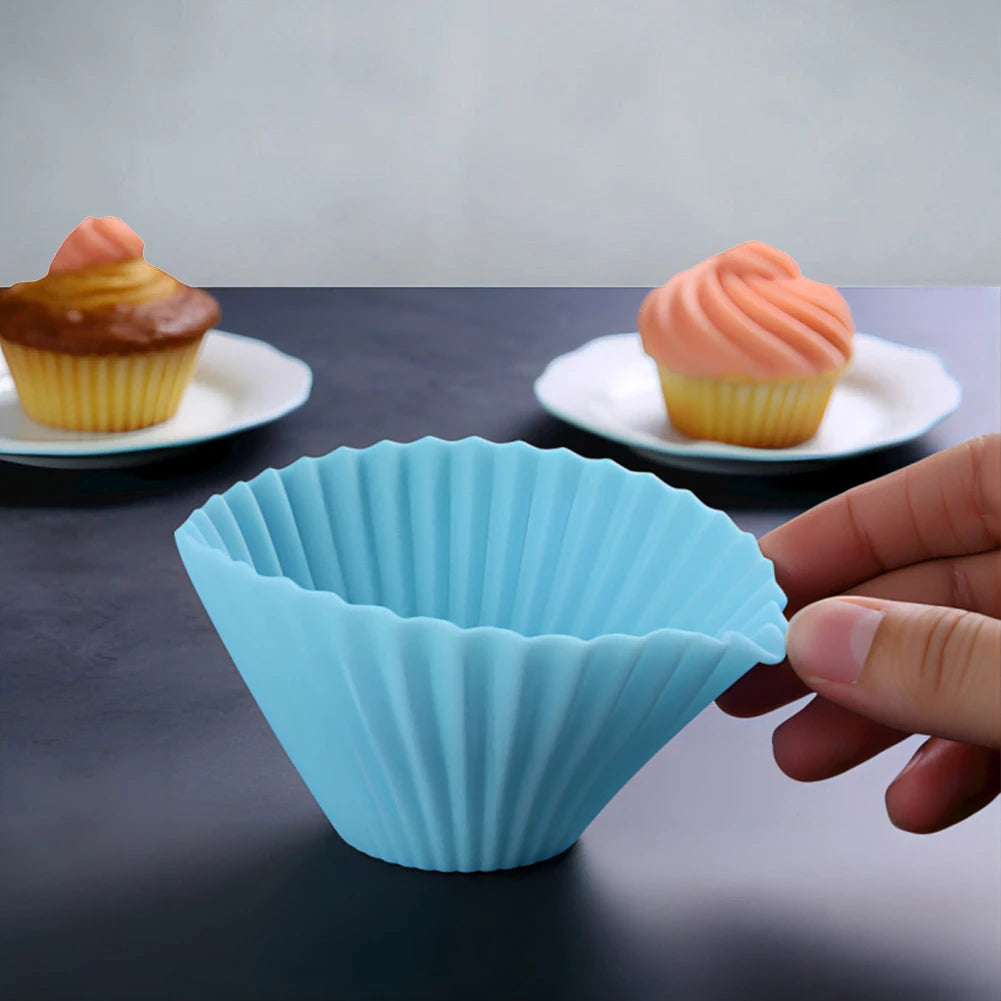 12 pièces de moules à muffins en silicone réutilisables, pour pâtisserie, desserts, pudding, ramequins