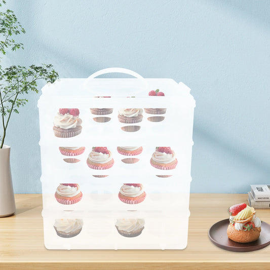 Porte-cupcakes à 4 niveaux, 48 grilles, boîte de rangement transparente pour cupcakes avec poignée, boîte de transport Mobile pour desserts Portable