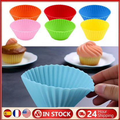 12 pièces de moules à muffins en silicone réutilisables, pour pâtisserie, desserts, pudding, ramequins