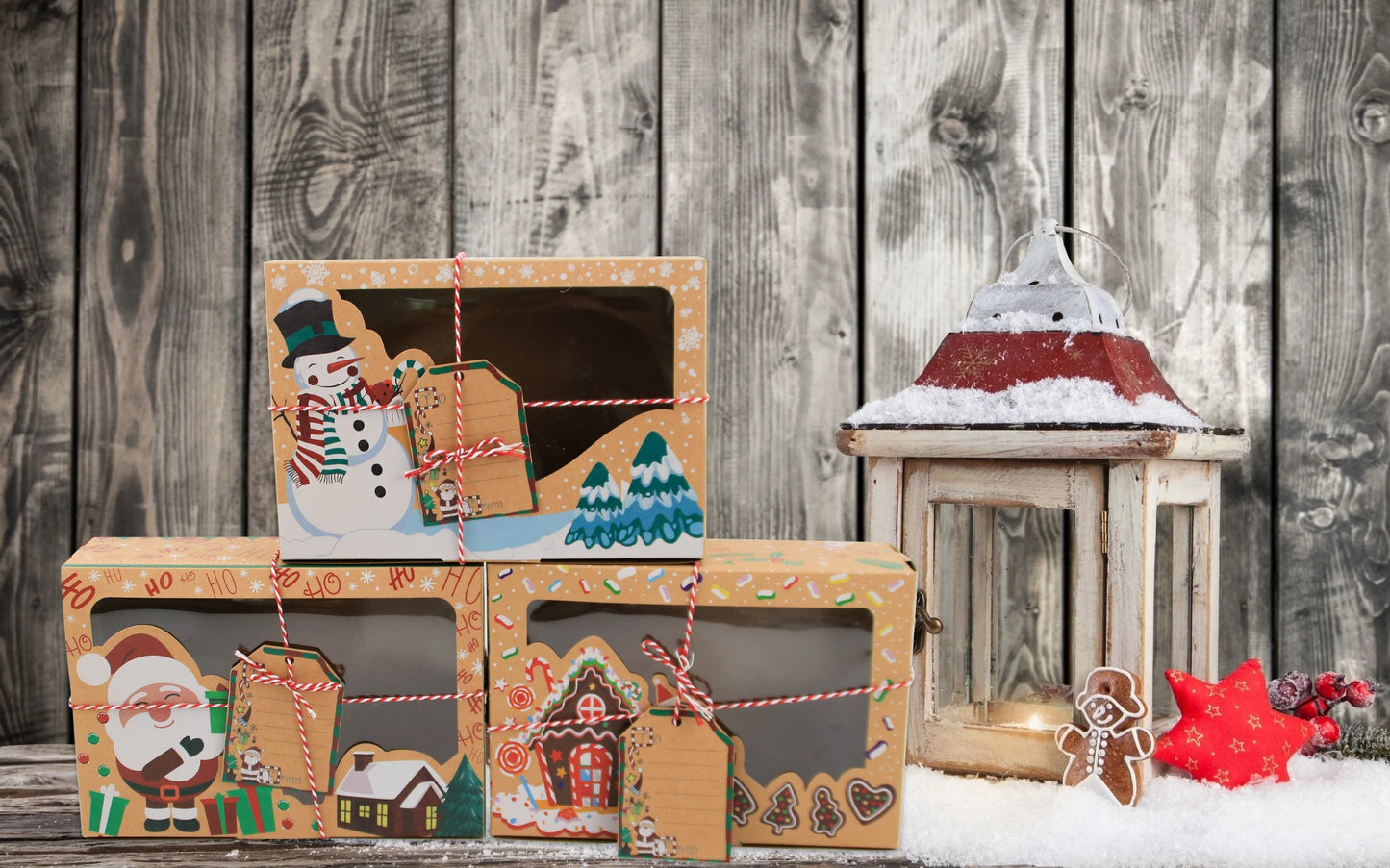 Boîtes de Noël en Papier Kraft – 3/6/9/12 PCS