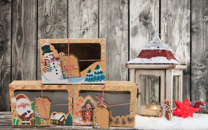 Boîtes de Noël en Papier Kraft – 3/6/9/12 PCS