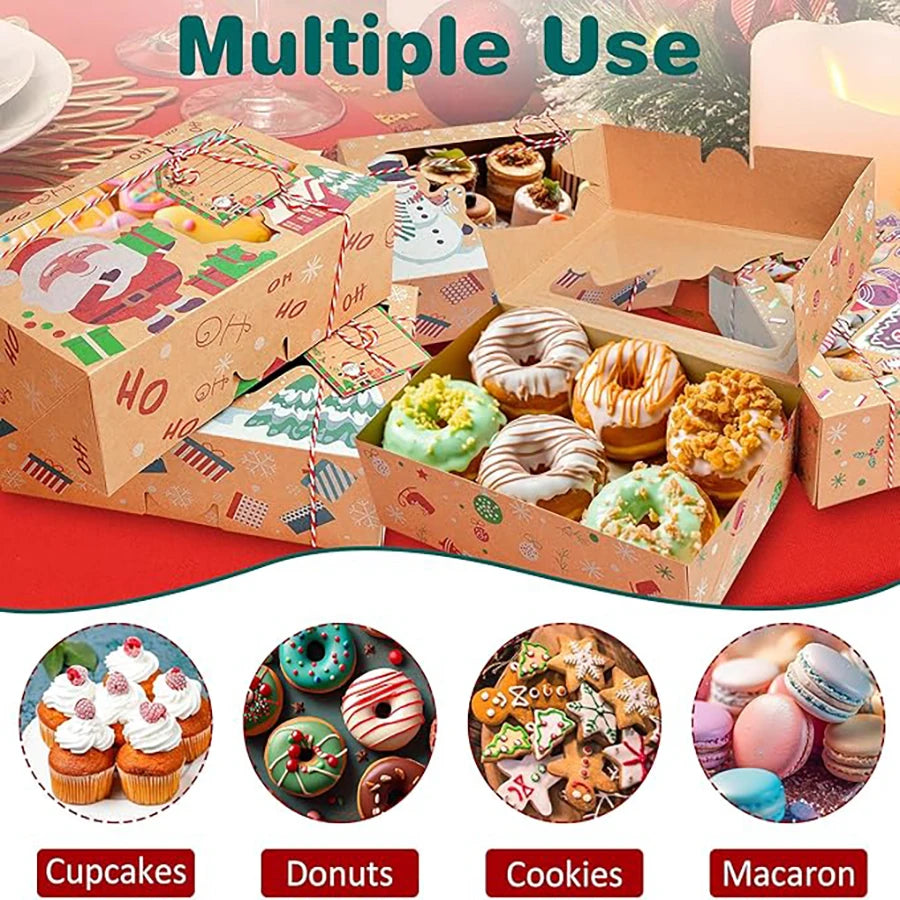 Boîtes de Noël en Papier Kraft – 3/6/9/12 PCS