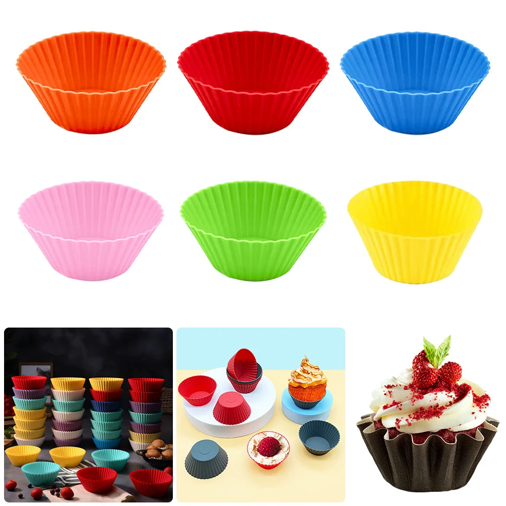 12 pièces de moules à muffins en silicone réutilisables, pour pâtisserie, desserts, pudding, ramequins