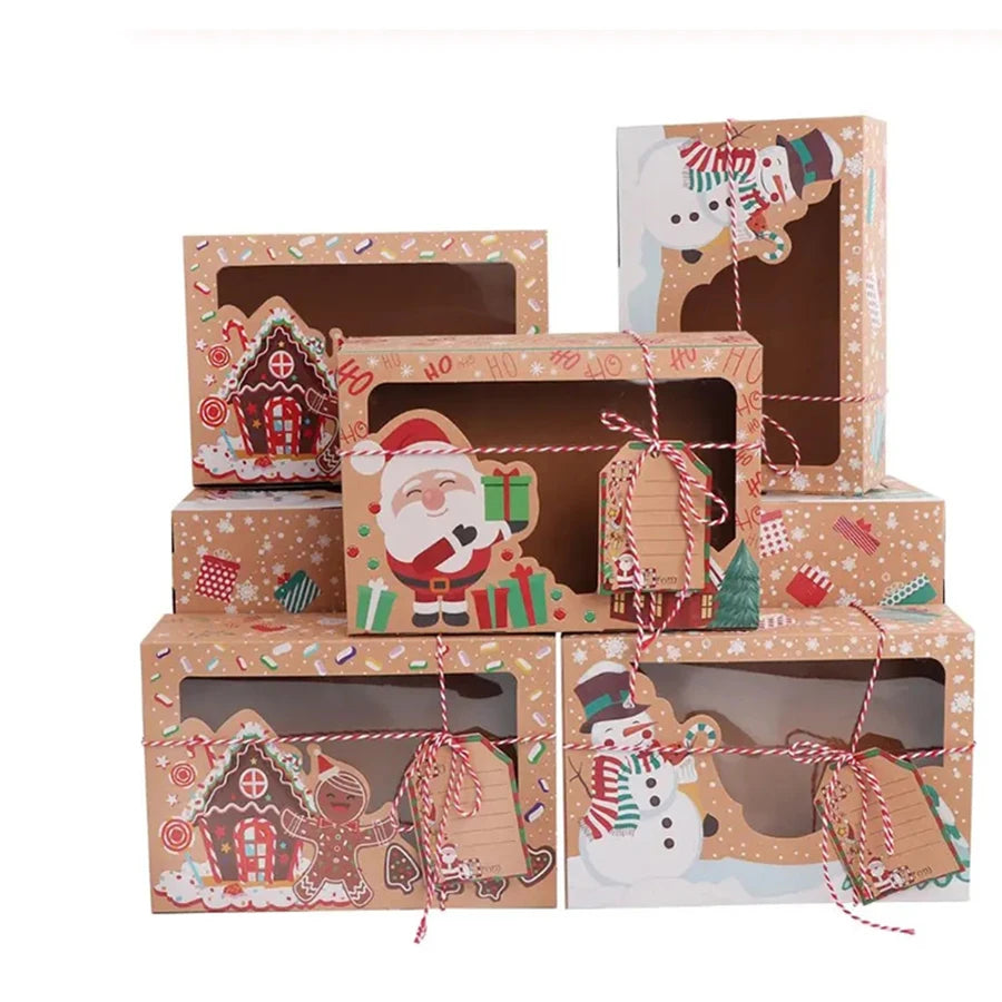 Boîtes de Noël en Papier Kraft – 3/6/9/12 PCS
