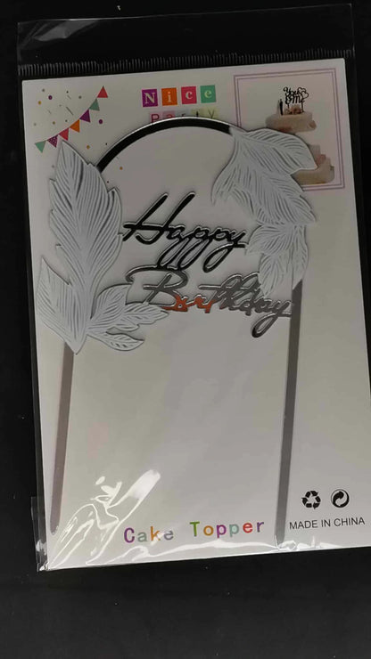 Topper gâteau Happy Birthday réutilisable – Couronne élégante – 4 couleurs au choix