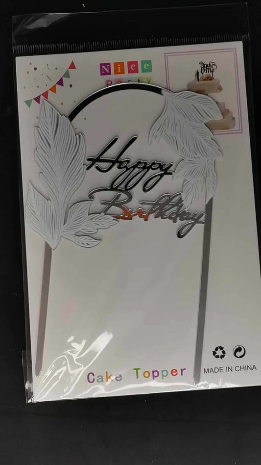 Topper gâteau Happy Birthday réutilisable – Couronne élégante – 4 couleurs au choix