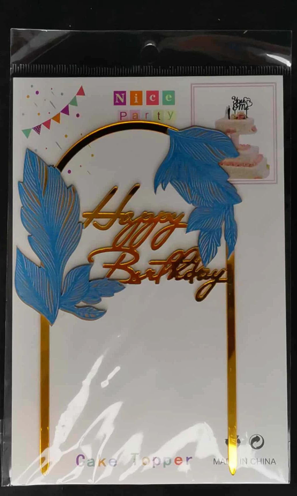 Topper gâteau Happy Birthday réutilisable – Couronne élégante – 4 couleurs au choix