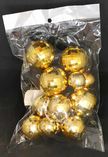 Lot de 13 Boules Décoratives Effet Miroir – Argent & Or – Diamètres Variés
