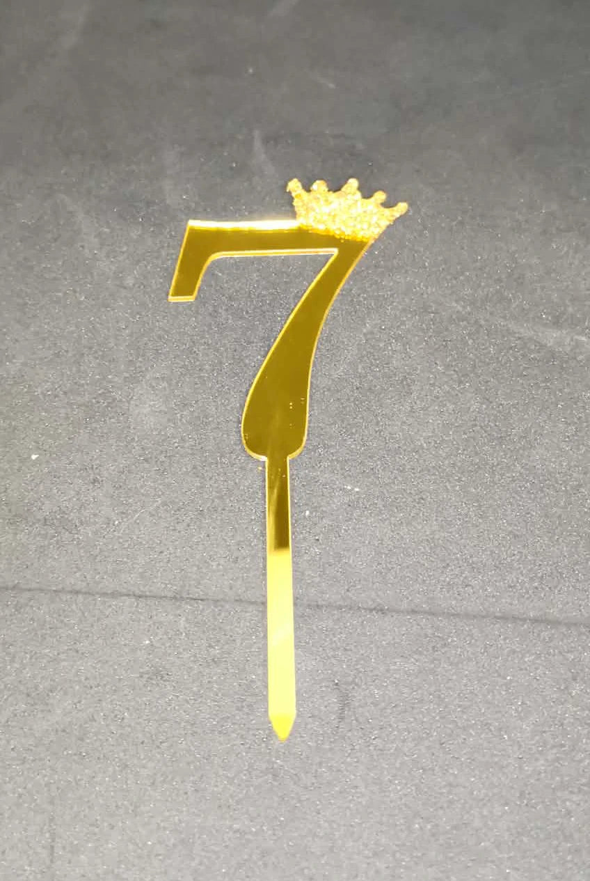 Topper gateaux avec chiffres de couronne à paillettes en acrylique