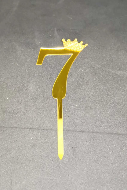 Topper gateaux avec chiffres de couronne à paillettes en acrylique