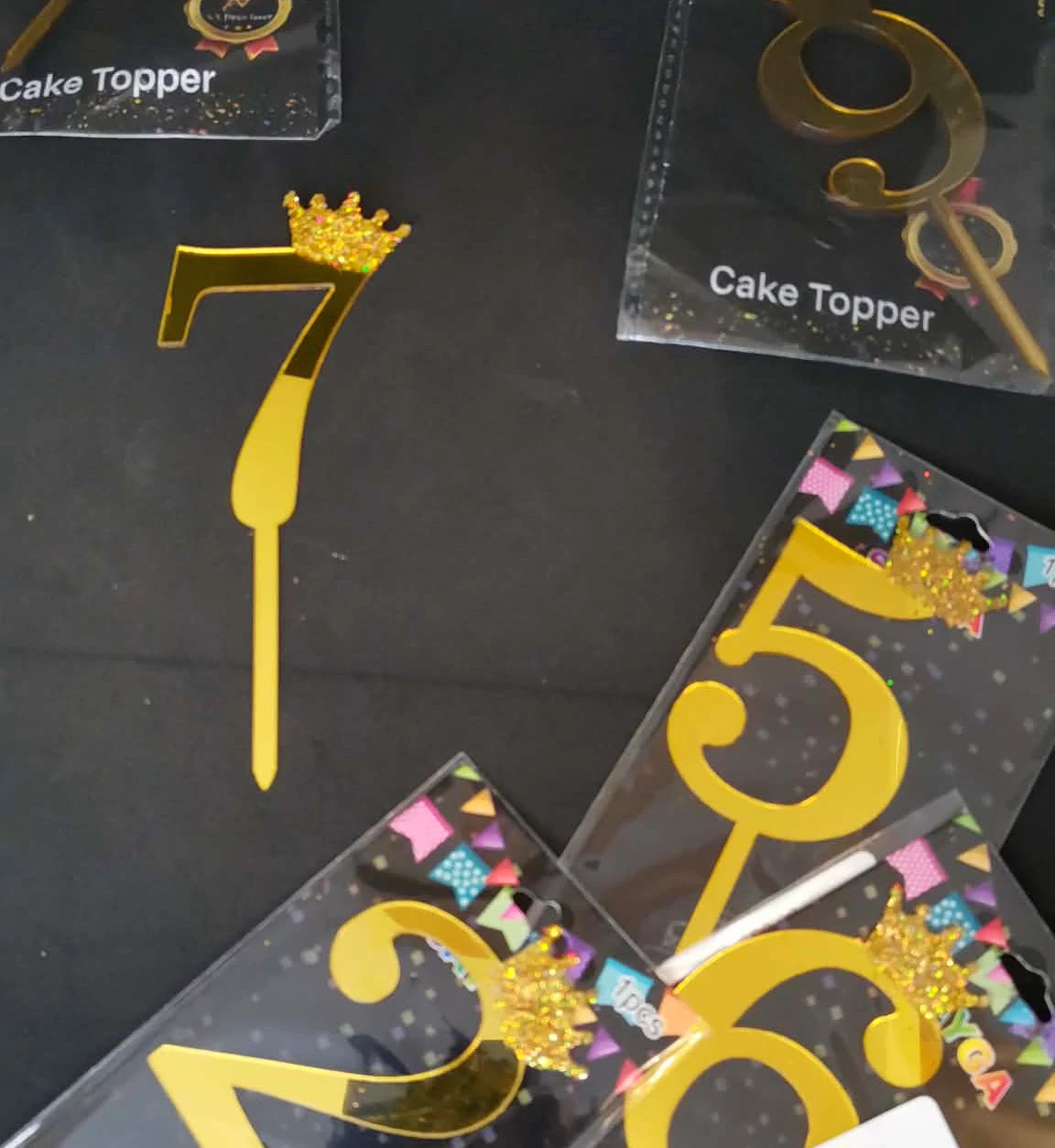 Topper gateaux avec chiffres de couronne à paillettes en acrylique