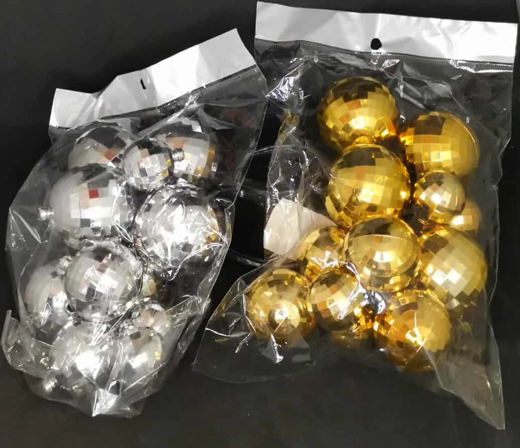Lot de 13 Boules Décoratives Effet Miroir – Argent & Or – Diamètres Variés