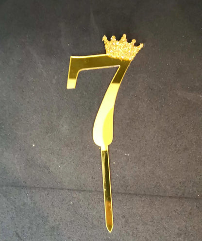 Topper gateaux avec chiffres de couronne à paillettes en acrylique