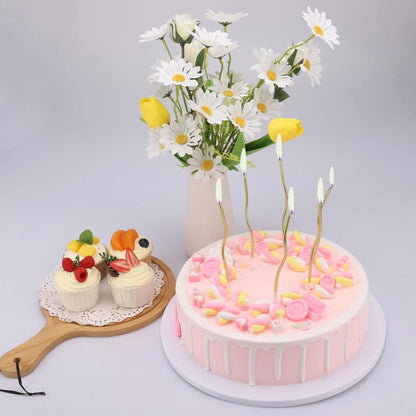 Bougies torsadées dorées ou argentées pour gâteau – Lot de 6 – Design spirale élégant