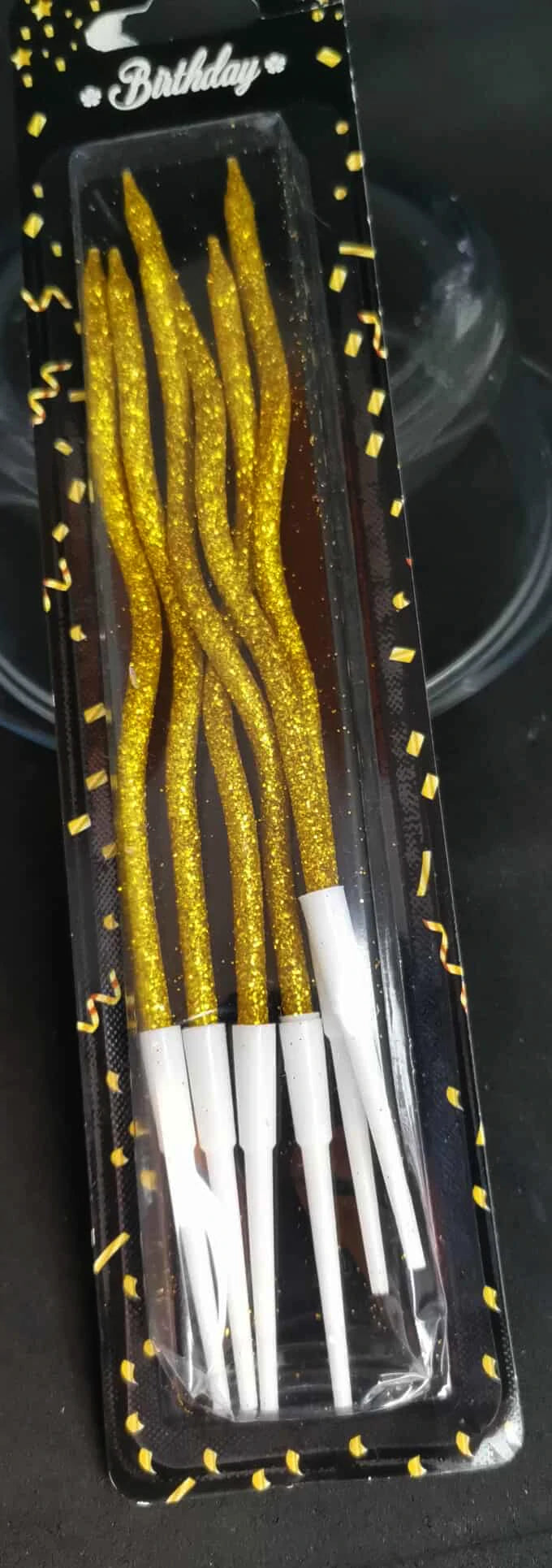 Bougies torsadées dorées ou argentées pour gâteau – Lot de 6 – Design spirale élégant