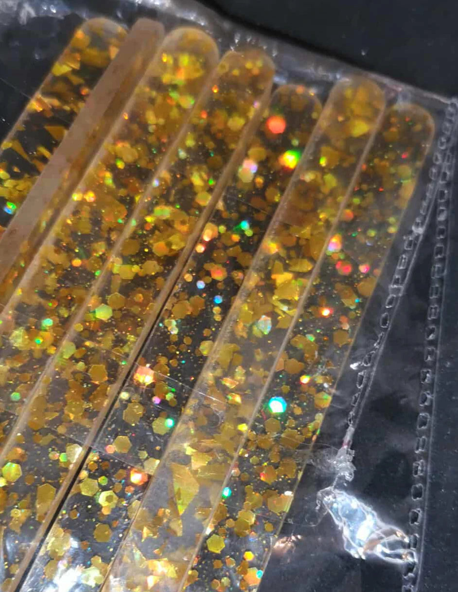 Bâtonnets Magnum Cake transparents pailletés or ou full or – Acrylique réutilisable