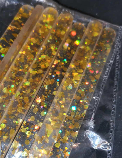 Bâtonnets Magnum Cake transparents pailletés or ou full or – Acrylique réutilisable