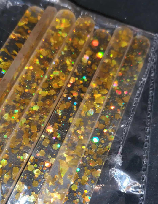 Bâtonnets Magnum Cake transparents pailletés or ou full or – Acrylique réutilisable