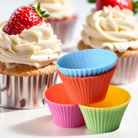12 pièces de moules à muffins en silicone réutilisables, pour pâtisserie, desserts, pudding, ramequins