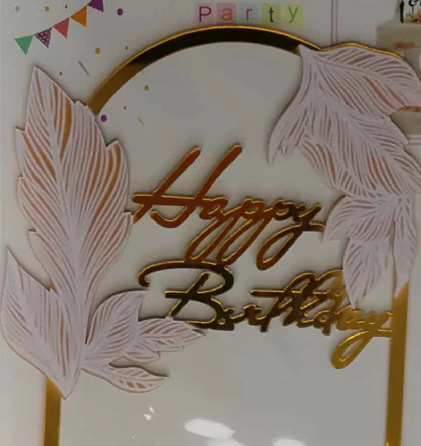 Topper gâteau Happy Birthday réutilisable – Couronne élégante – 4 couleurs au choix