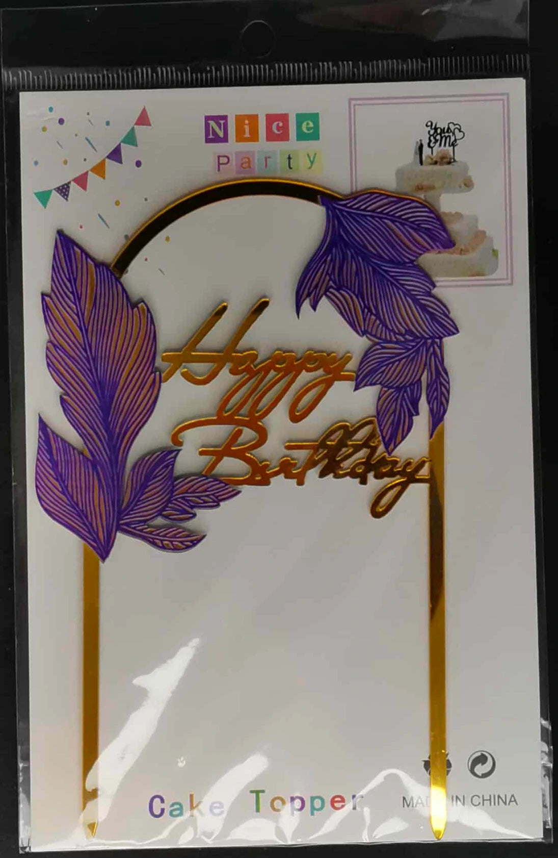 Topper gâteau Happy Birthday réutilisable – Couronne élégante – 4 couleurs au choix